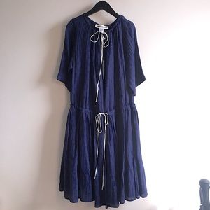 Caron Callahan Uma cotton dress NWT Size L navy blue floral